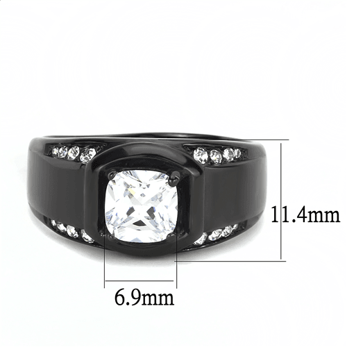 Mens Ring Square Cut Black Stainless Steel Round Band - Jewelry Store by Erik Rayo