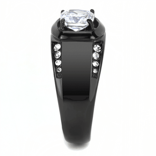Mens Ring Square Cut Black Stainless Steel Round Band - Jewelry Store by Erik Rayo