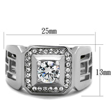 Load image into Gallery viewer, Mens Ring Stainless Steel Squared with AAA Grade CZ in Clear - Jewelry Store by Erik Rayo
