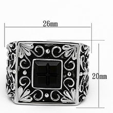 Load image into Gallery viewer, Mens Rings Squared Black Onyx Fancy Stainless Steel Ring with Top Grade Crystal in Clear - Jewelry Store by Erik Rayo
