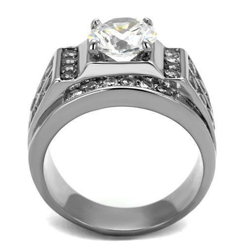 Mens Rings The King od Diamonds Round Stainless Steel Signet - Jewelry Store by Erik Rayo