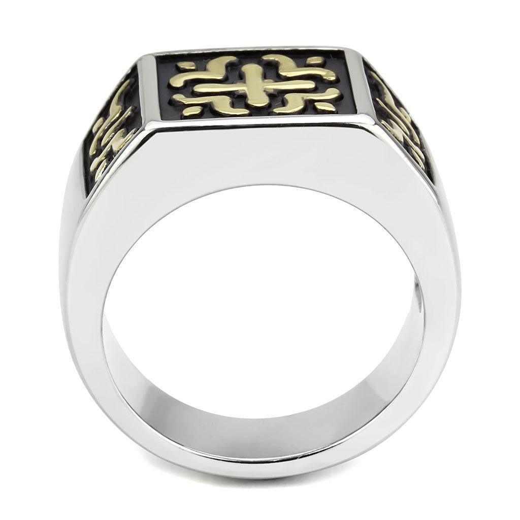 Mens Silver Gold Cross Rings Stainless Steel Two Tone Anillo Cruz Compromiso Regalo Para Hombre Acero Inoxidable - Jewelry Store by Erik Rayo