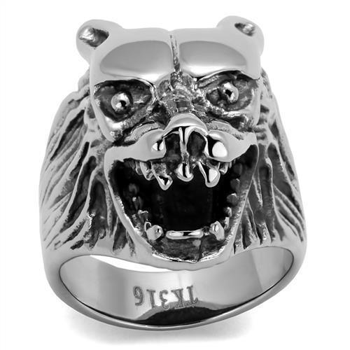 Mens Silver Werewolf Ring Anillo Para Hombre 316L Stainless Steel Ring - Jewelry Store by Erik Rayo
