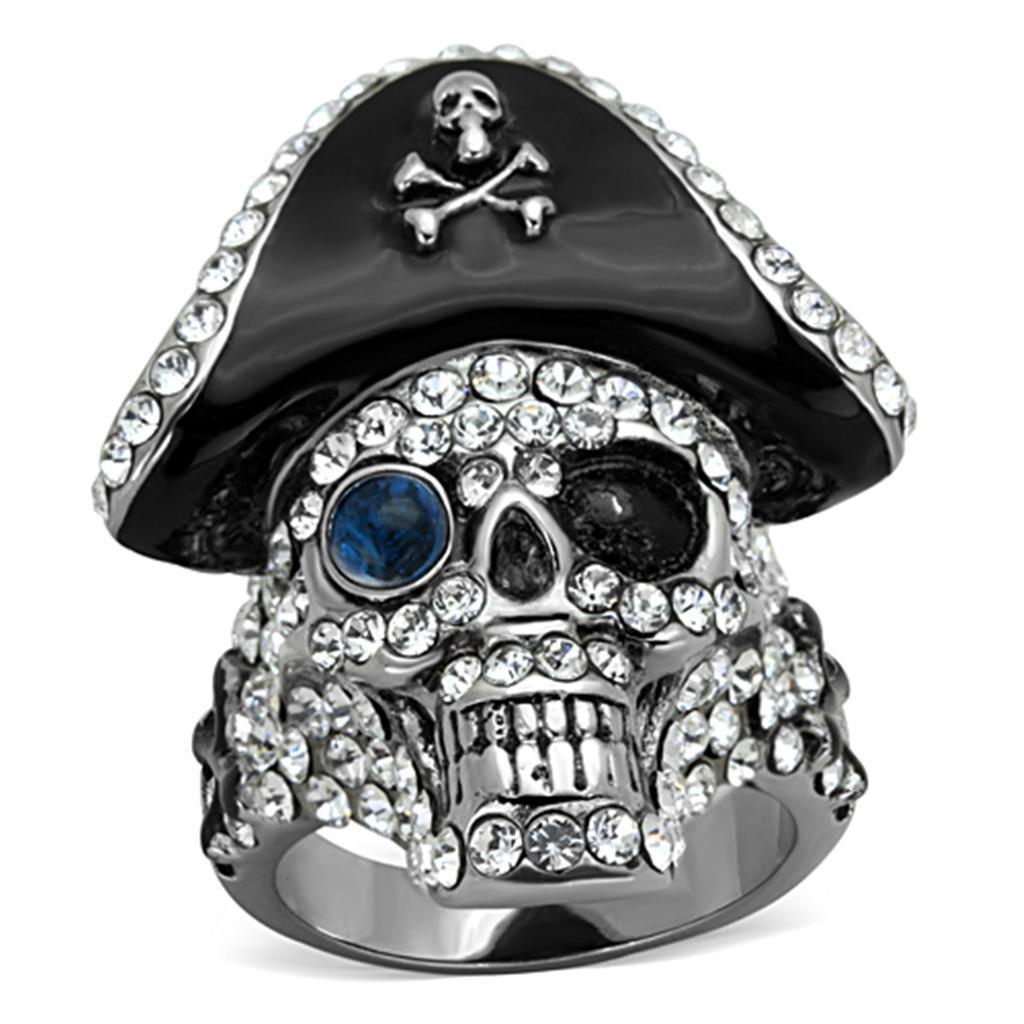 Mens Womens Pirate Ring Anillo Para Hombre y Mujer Unisex Stainless Steel Ring with Glass in Montana Feltre - Jewelry Store by Erik Rayo