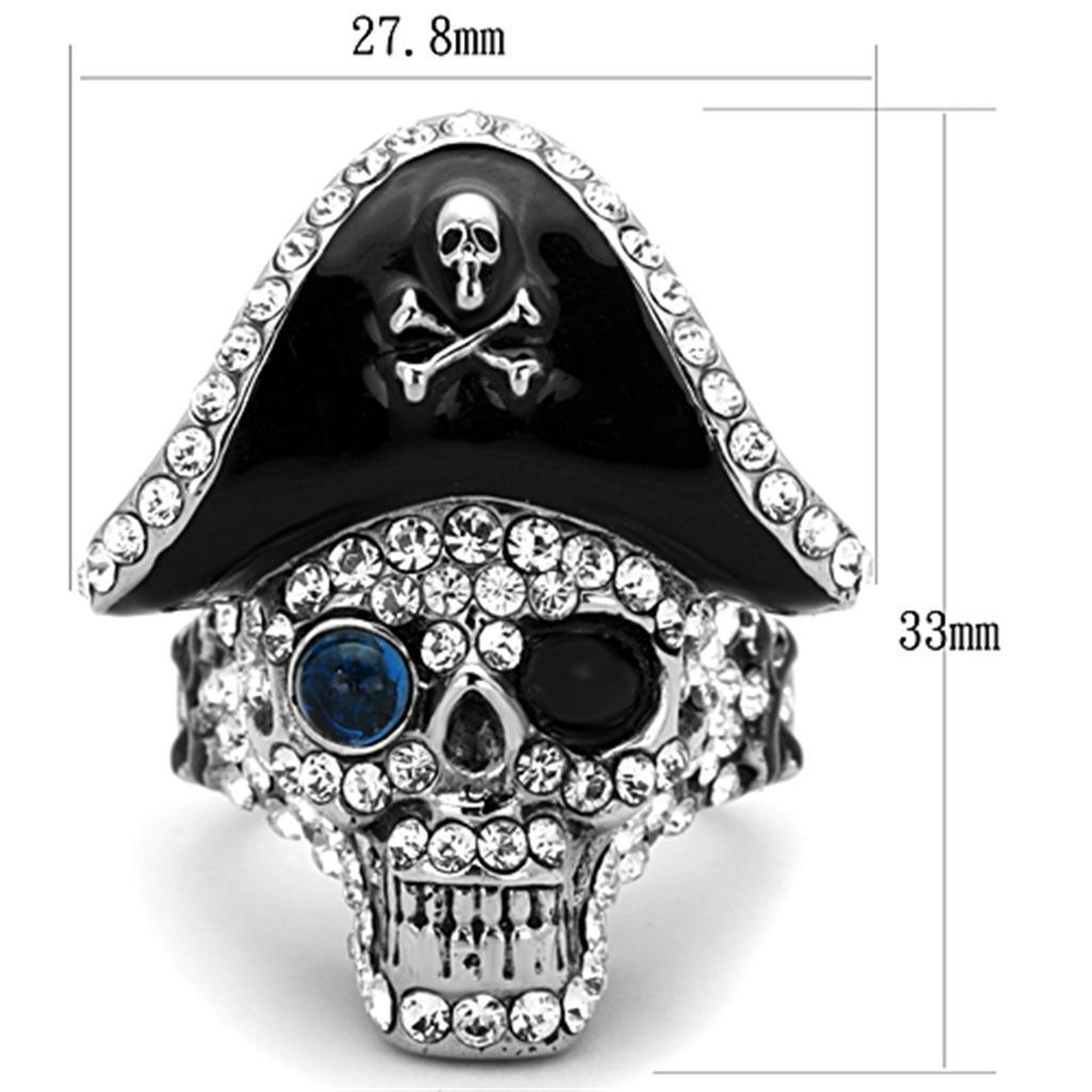 Mens Womens Pirate Ring Anillo Para Hombre y Mujer Unisex Stainless Steel Ring with Glass in Montana Feltre - Jewelry Store by Erik Rayo
