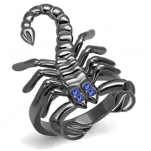 Mens Womens Scorpion Ring Anillo Para Hombre Mujer y Hombre 316L Stainless Steel Ring with Top Grade Crystal in Sapphire Aamanda - Jewelry Store by Erik Rayo
