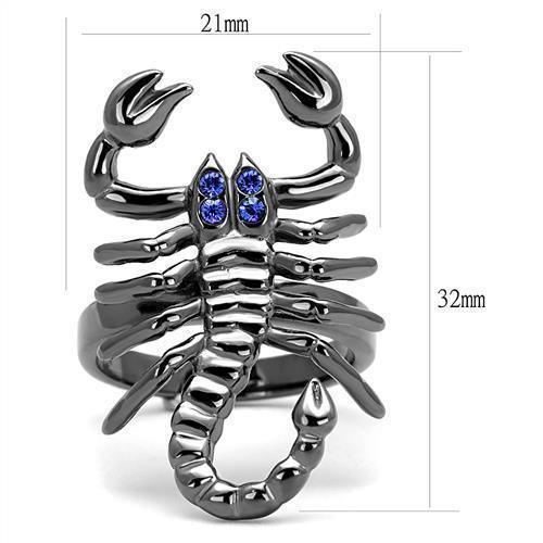 Mens Womens Scorpion Ring Anillo Para Hombre Mujer y Hombre 316L Stainless Steel Ring with Top Grade Crystal in Sapphire Aamanda - Jewelry Store by Erik Rayo