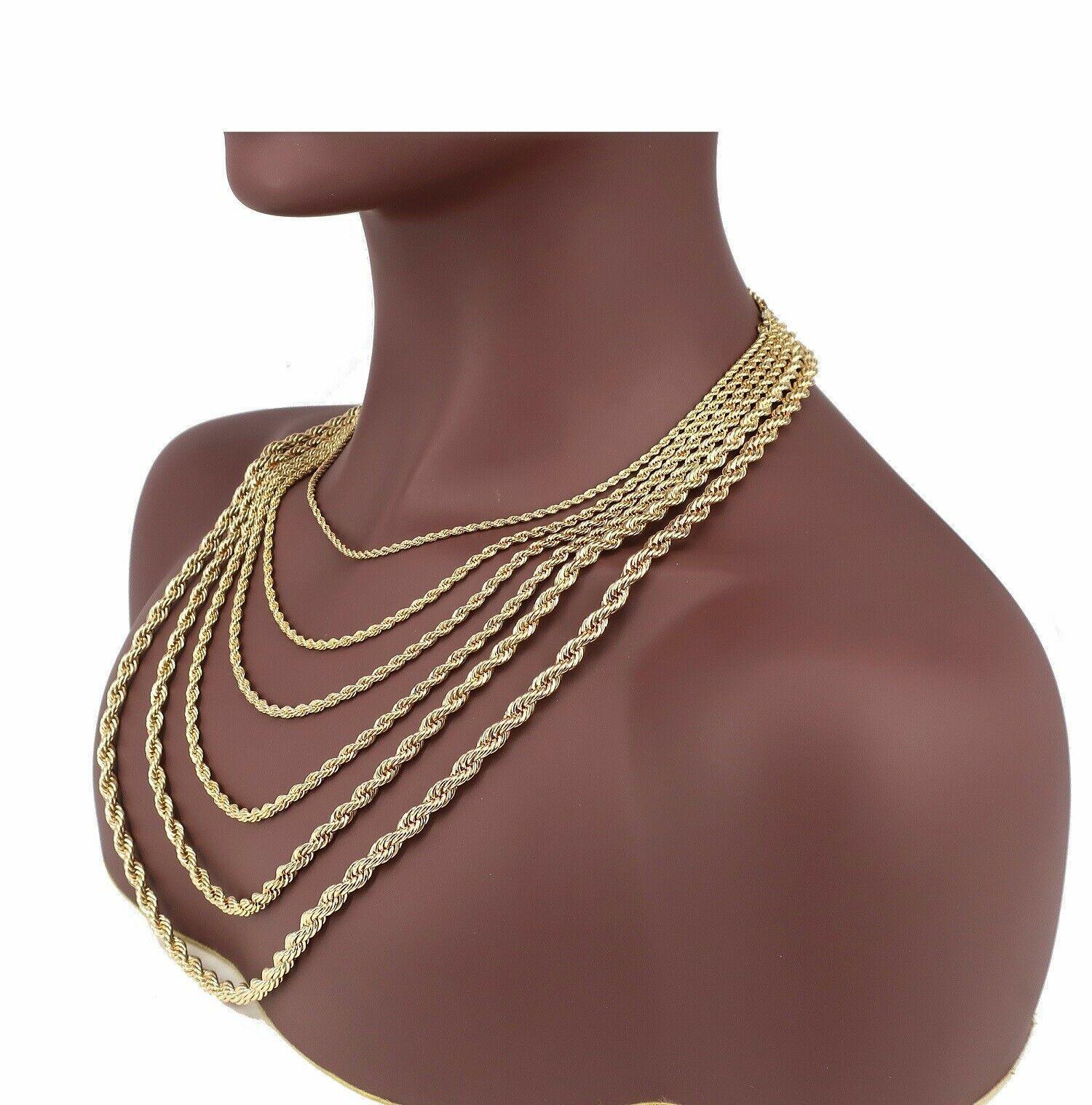Necklace for Men and Women Stainless Steel Rope Chain Gold - Jewelry Store by Erik Rayo