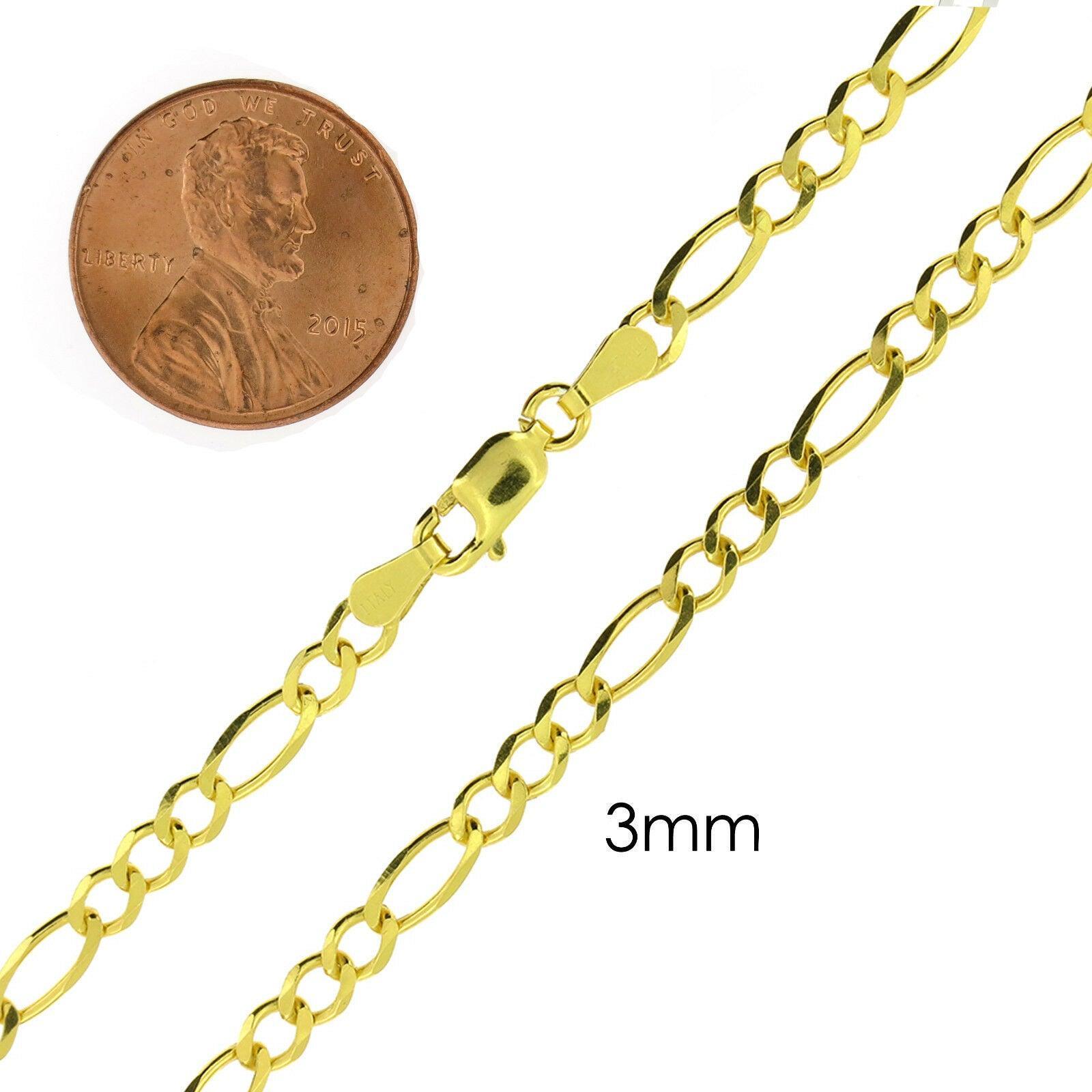 Necklace for Men Women 925 Sterling Silver Chain in Gold Plata Plata Italian Made Figaro - Jewelry Store by Erik Rayo