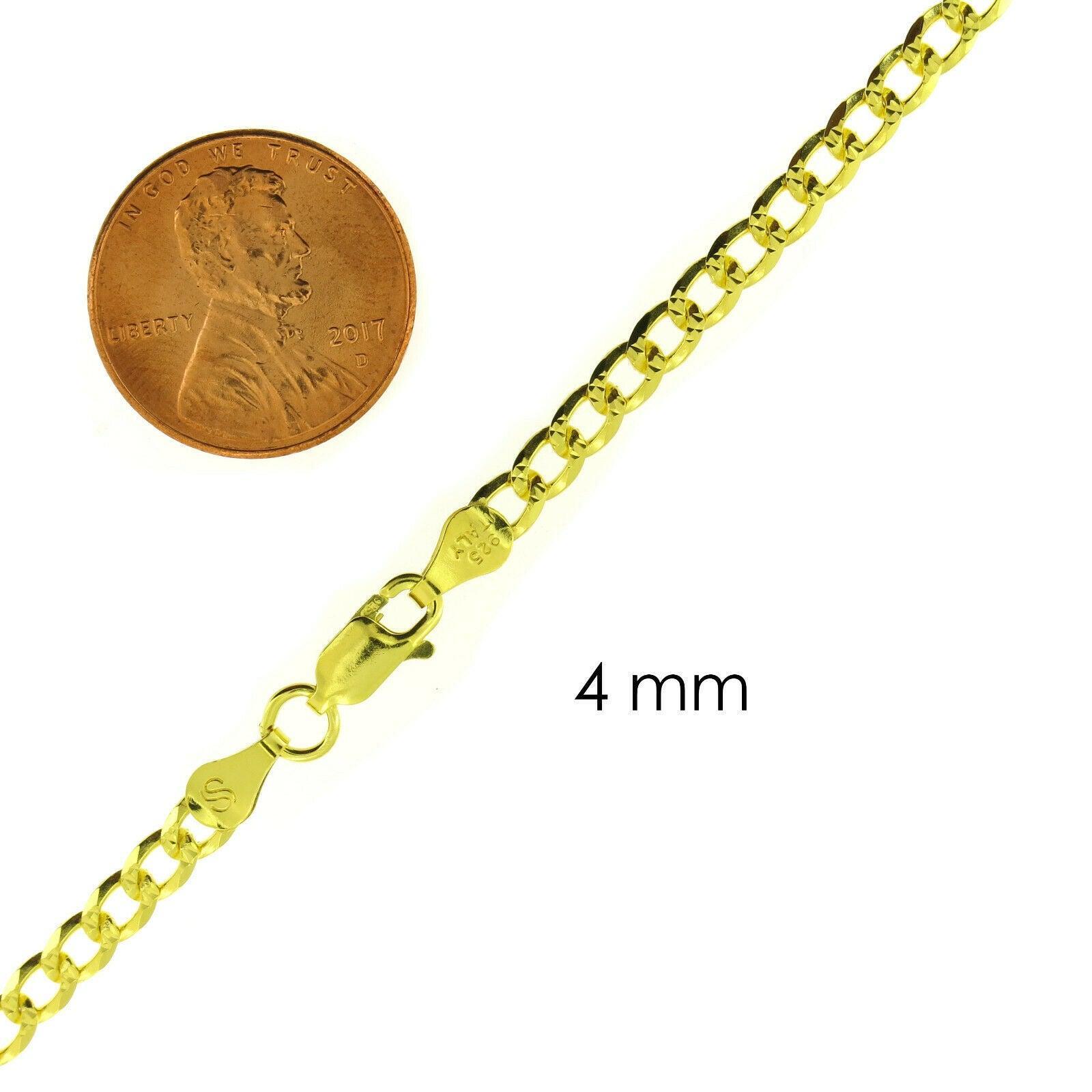 Necklace for Men Women Cuban Curb Diamond Cut 925 Sterling Silver Chain in Gold Plata - Jewelry Store by Erik Rayo