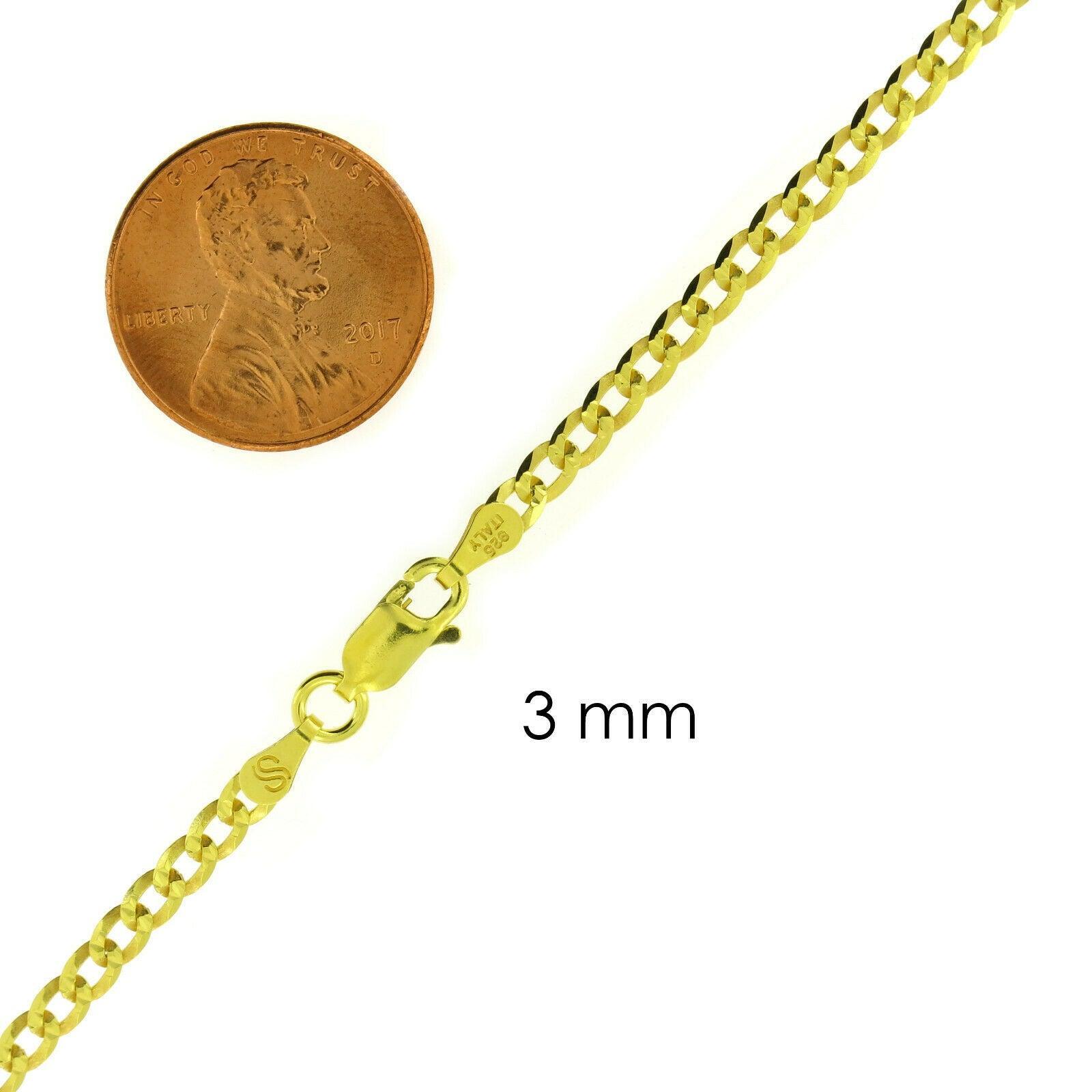 Necklace for Men Women Cuban Curb Diamond Cut 925 Sterling Silver Chain in Gold Plata - Jewelry Store by Erik Rayo