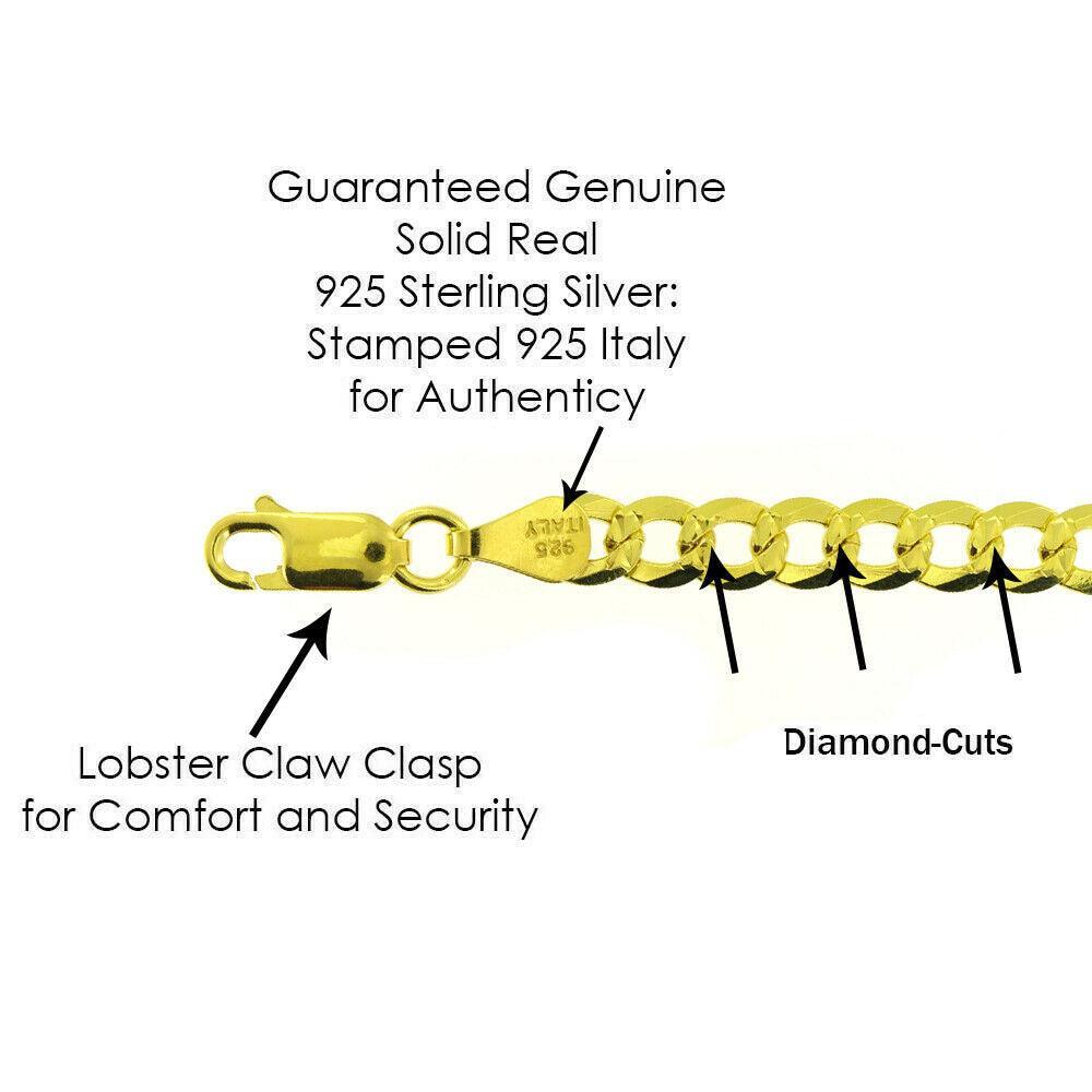 Necklace for Men Women Cuban Curb Diamond Cut 925 Sterling Silver Chain in Gold Plata - Jewelry Store by Erik Rayo