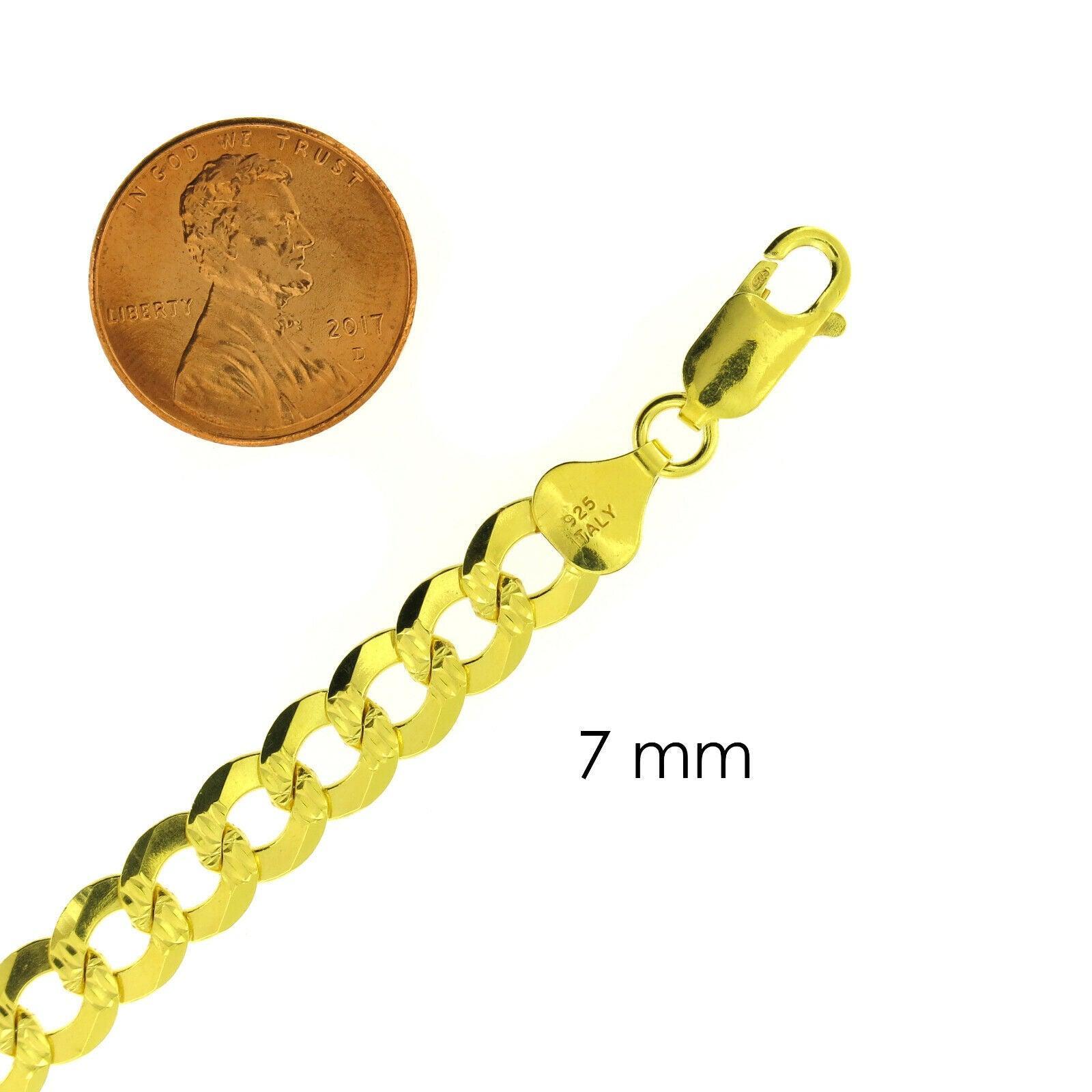 Necklace for Men Women Cuban Curb Diamond Cut 925 Sterling Silver Chain in Gold Plata - Jewelry Store by Erik Rayo