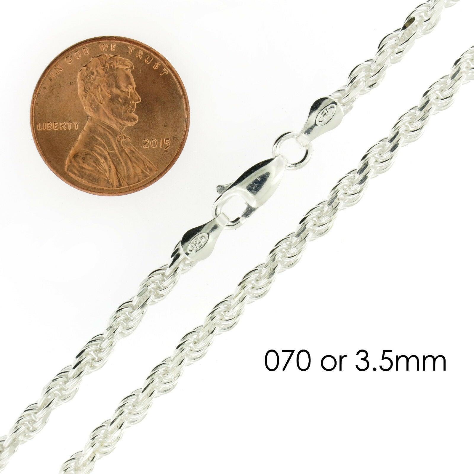 Necklace for Men Women Real Solid 925 Sterling Silver Chain Plata Diamond Cut Rope - Jewelry Store by Erik Rayo