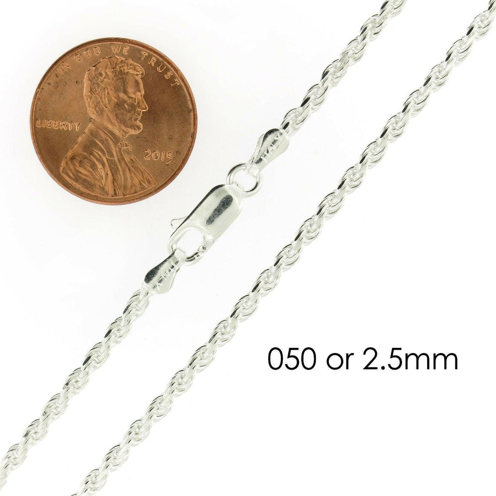 Necklace for Men Women Real Solid 925 Sterling Silver Chain Plata Diamond Cut Rope - Jewelry Store by Erik Rayo