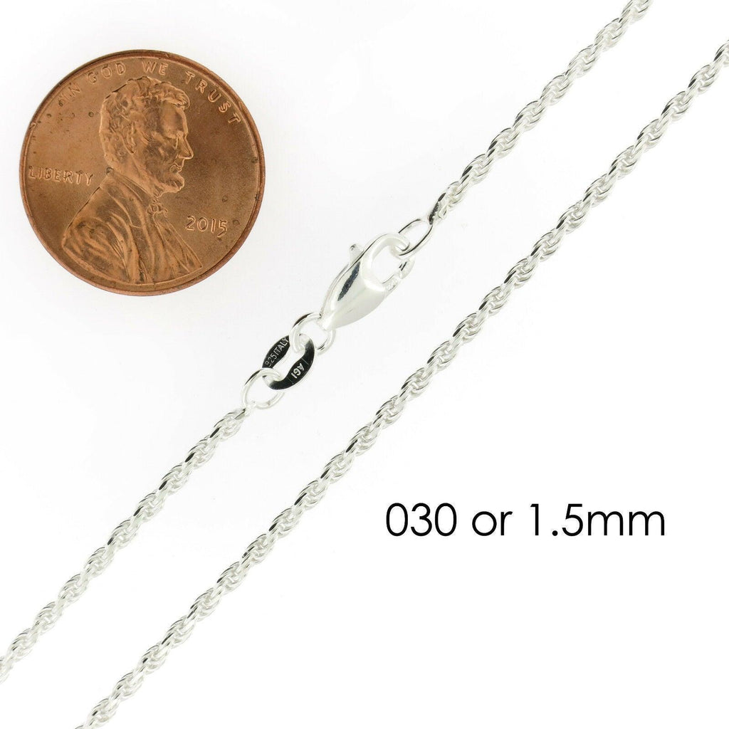 Necklace for Men Women Real Solid 925 Sterling Silver Chain Plata Diamond Cut Rope - Jewelry Store by Erik Rayo