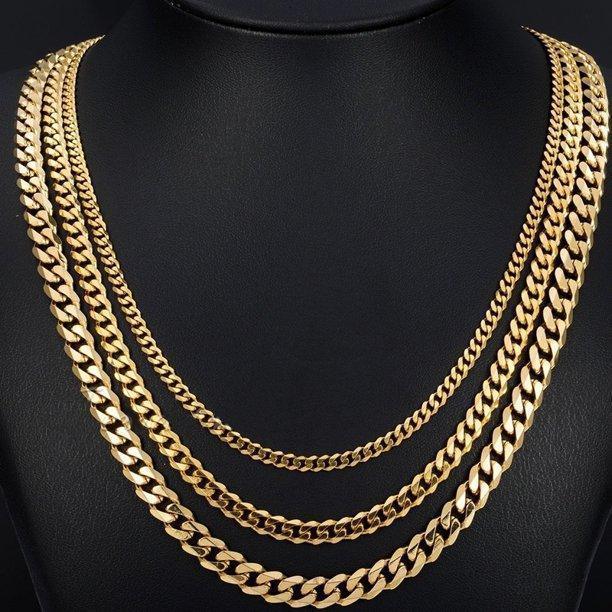 Necklaces for Men and Women Stainless Steel Cuban Curb Chain Gold - Jewelry Store by Erik Rayo
