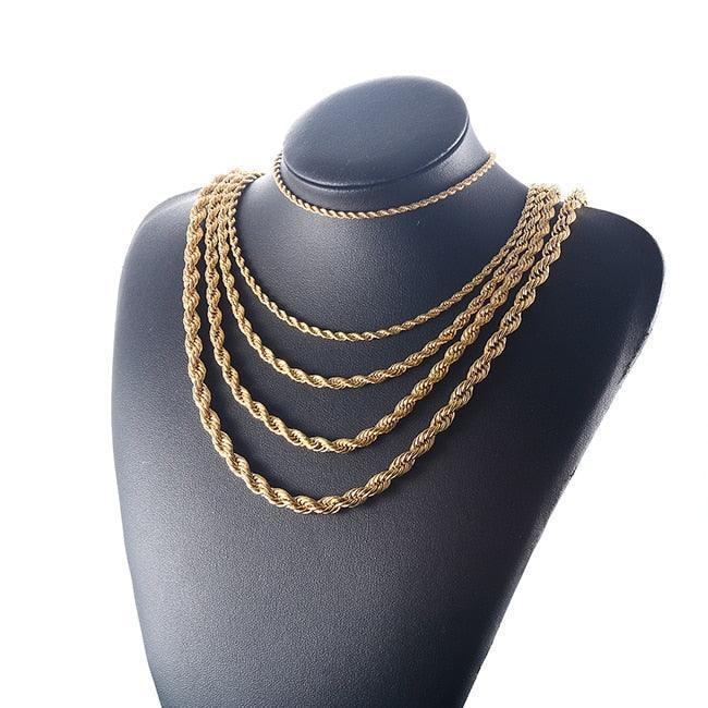 Necklaces for Men and Women Stainless Steel Rope Chain Gold - Jewelry Store by Erik Rayo