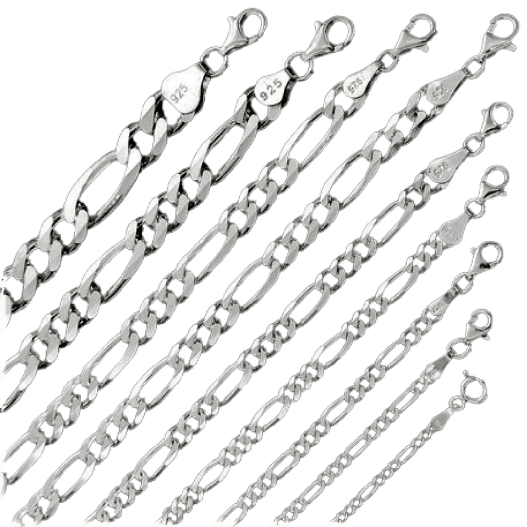 Necklaces for Men and Women 925 Sterling Silver Chain Plata Figaro Italian - Jewelry Store by Erik Rayo