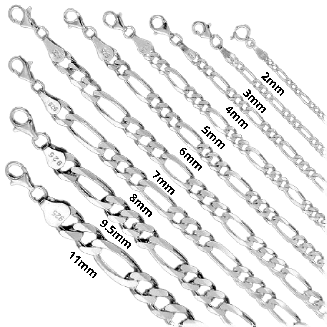 Necklaces for Men and Women 925 Sterling Silver Chain Plata Figaro Italian - Jewelry Store by Erik Rayo