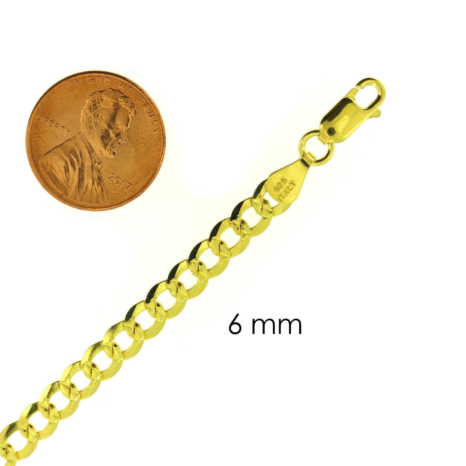 Necklaces for Men Women Cuban Curb Diamond Cut 925 Sterling Silver Chain in Gold Plata - Jewelry Store by Erik Rayo