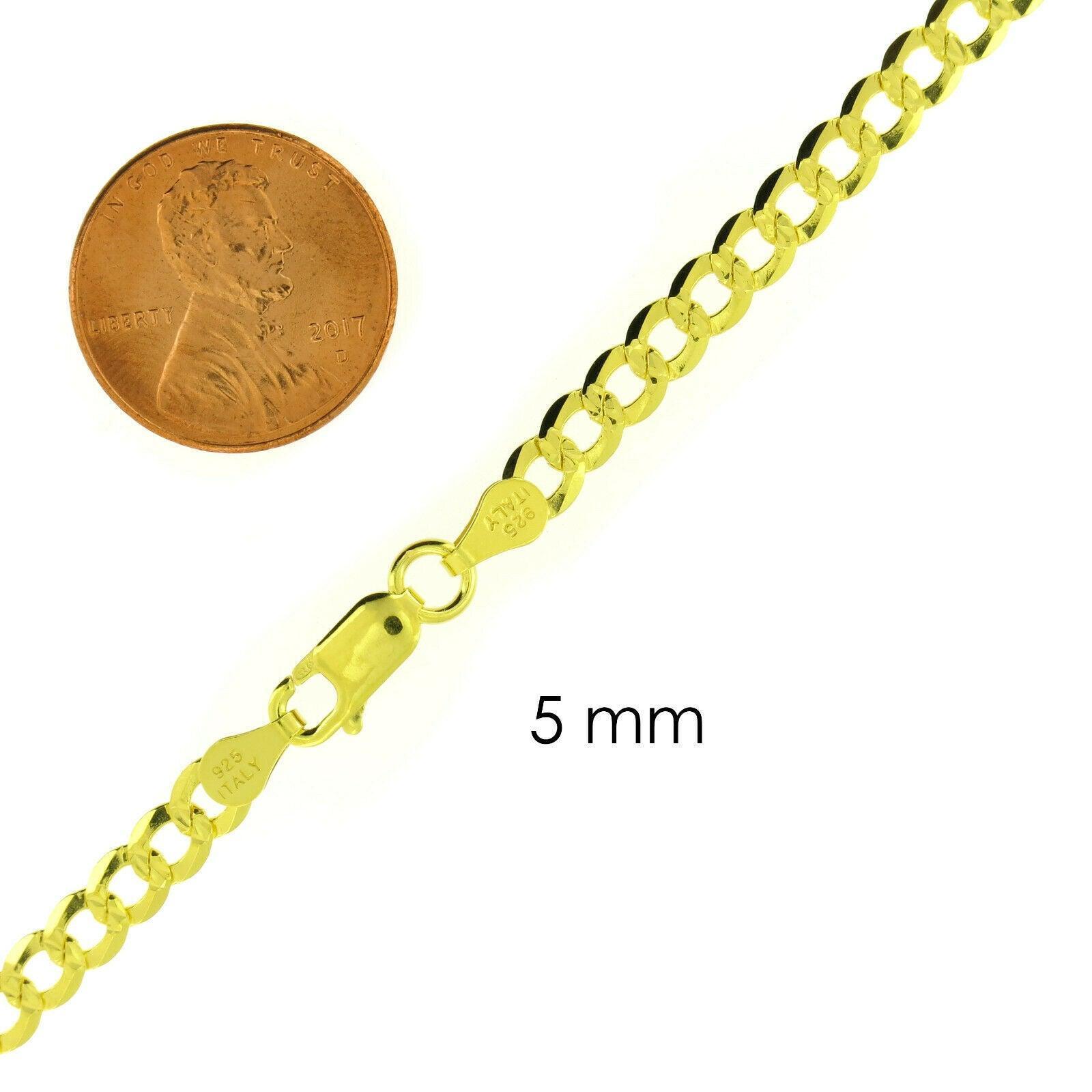Necklaces for Men Women Cuban Curb Diamond Cut 925 Sterling Silver Chain in Gold Plata - Jewelry Store by Erik Rayo