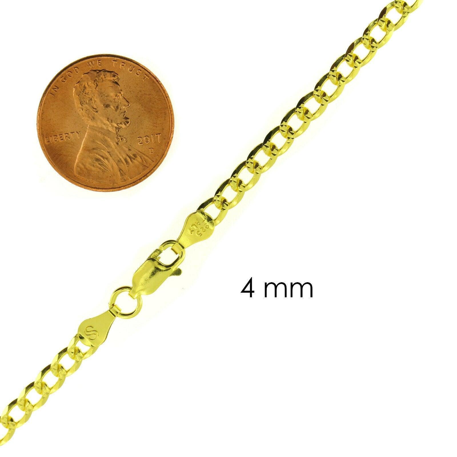 Necklaces for Men Women Cuban Curb Diamond Cut 925 Sterling Silver Chain in Gold Plata - Jewelry Store by Erik Rayo