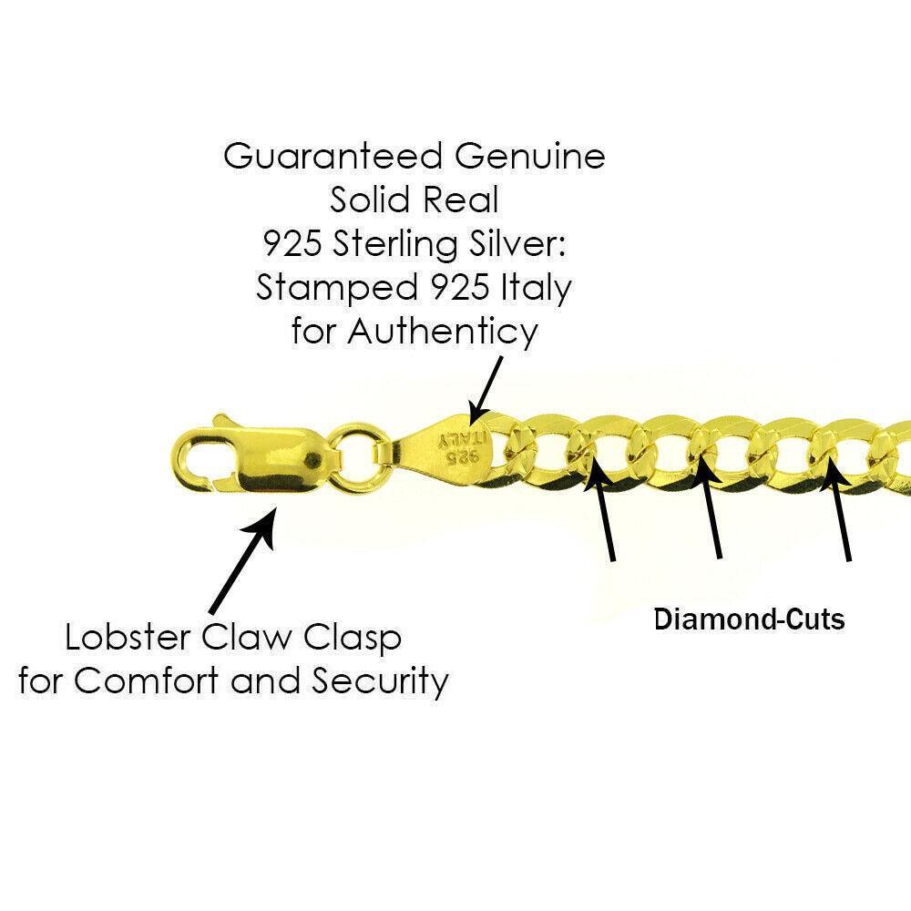 Necklaces for Men Women Cuban Curb Diamond Cut 925 Sterling Silver Chain in Gold Plata - Jewelry Store by Erik Rayo