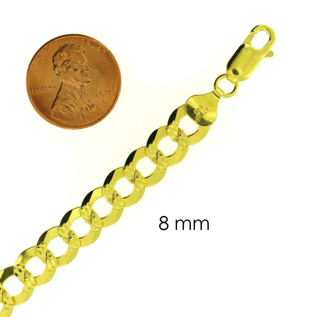 Necklaces for Men Women Cuban Curb Diamond Cut 925 Sterling Silver Chain in Gold Plata - Jewelry Store by Erik Rayo