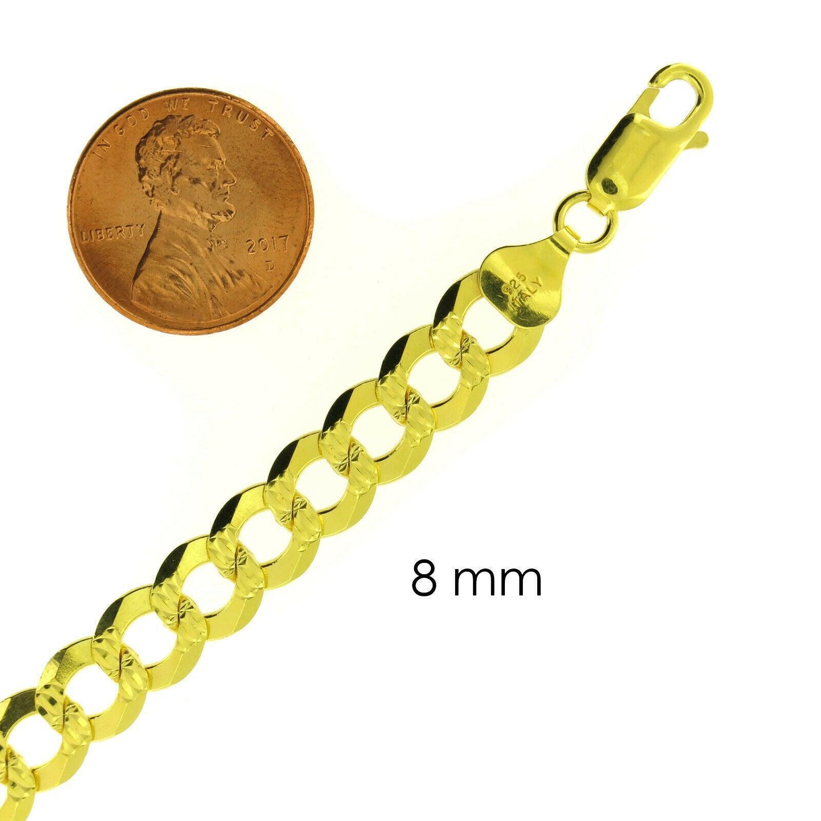 Necklaces for Men Women Cuban Curb Diamond Cut 925 Sterling Silver Chain in Gold Plata - Jewelry Store by Erik Rayo
