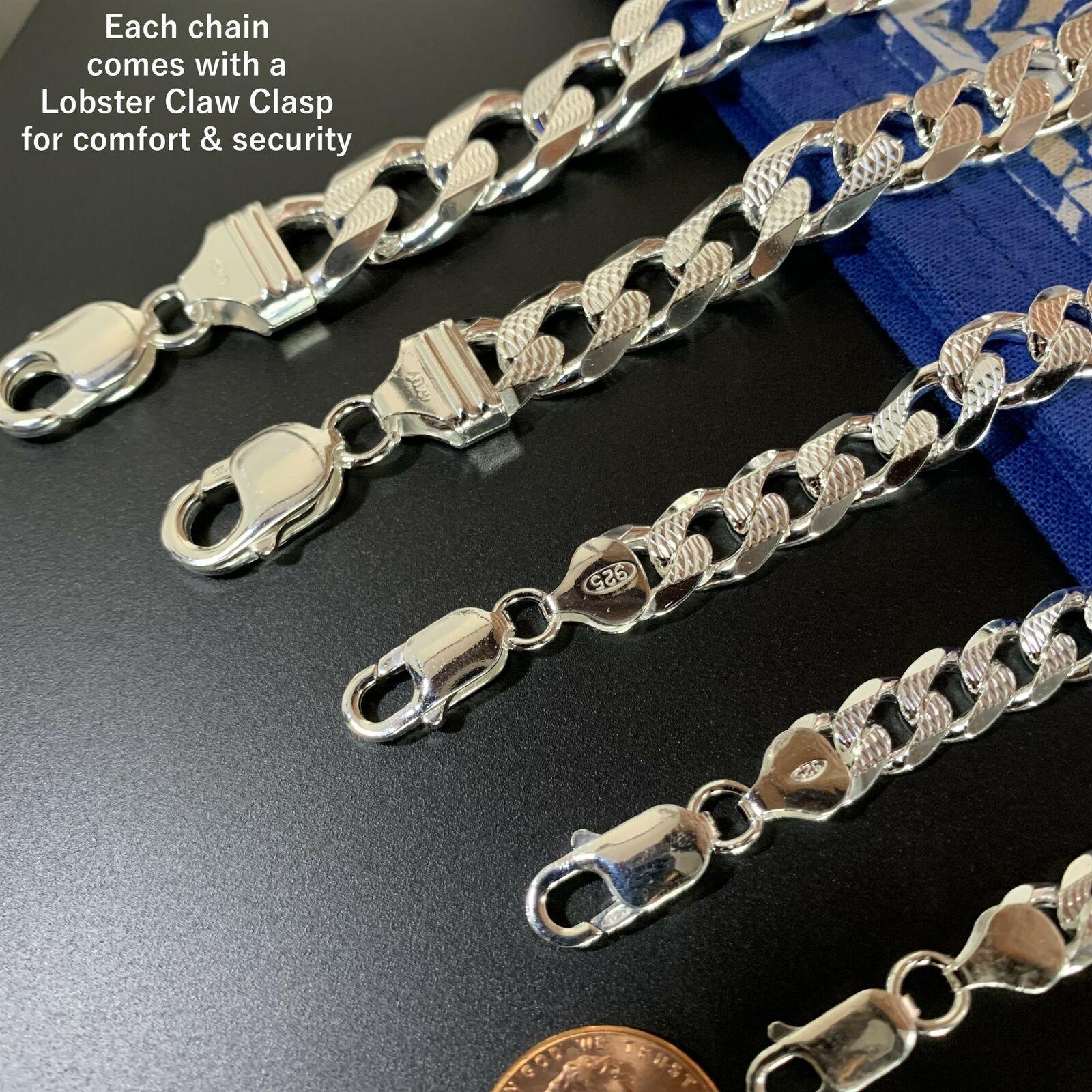 Necklaces for Men Women Real Solid 925 Sterling Silver Chain Plata Diamond Cut Cuban Curb Miami - Jewelry Store by Erik Rayo