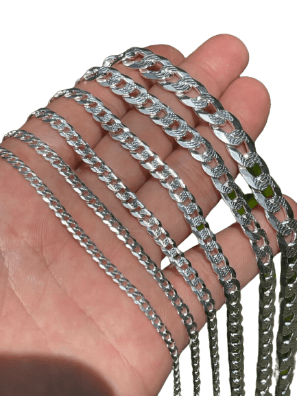 Necklaces for Men Women Real Solid 925 Sterling Silver Chain Plata Diamond Cut Cuban Curb Miami - Jewelry Store by Erik Rayo