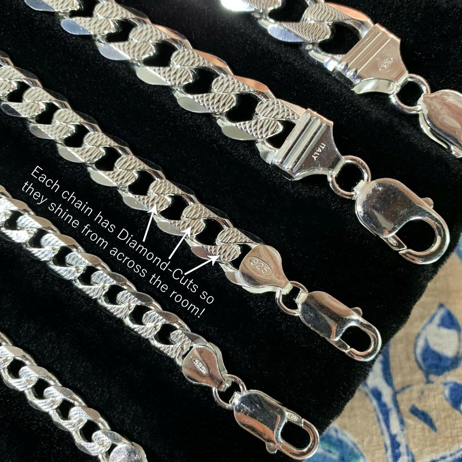 Necklaces for Men Women Real Solid 925 Sterling Silver Chain Plata Diamond Cut Cuban Curb Miami - Jewelry Store by Erik Rayo
