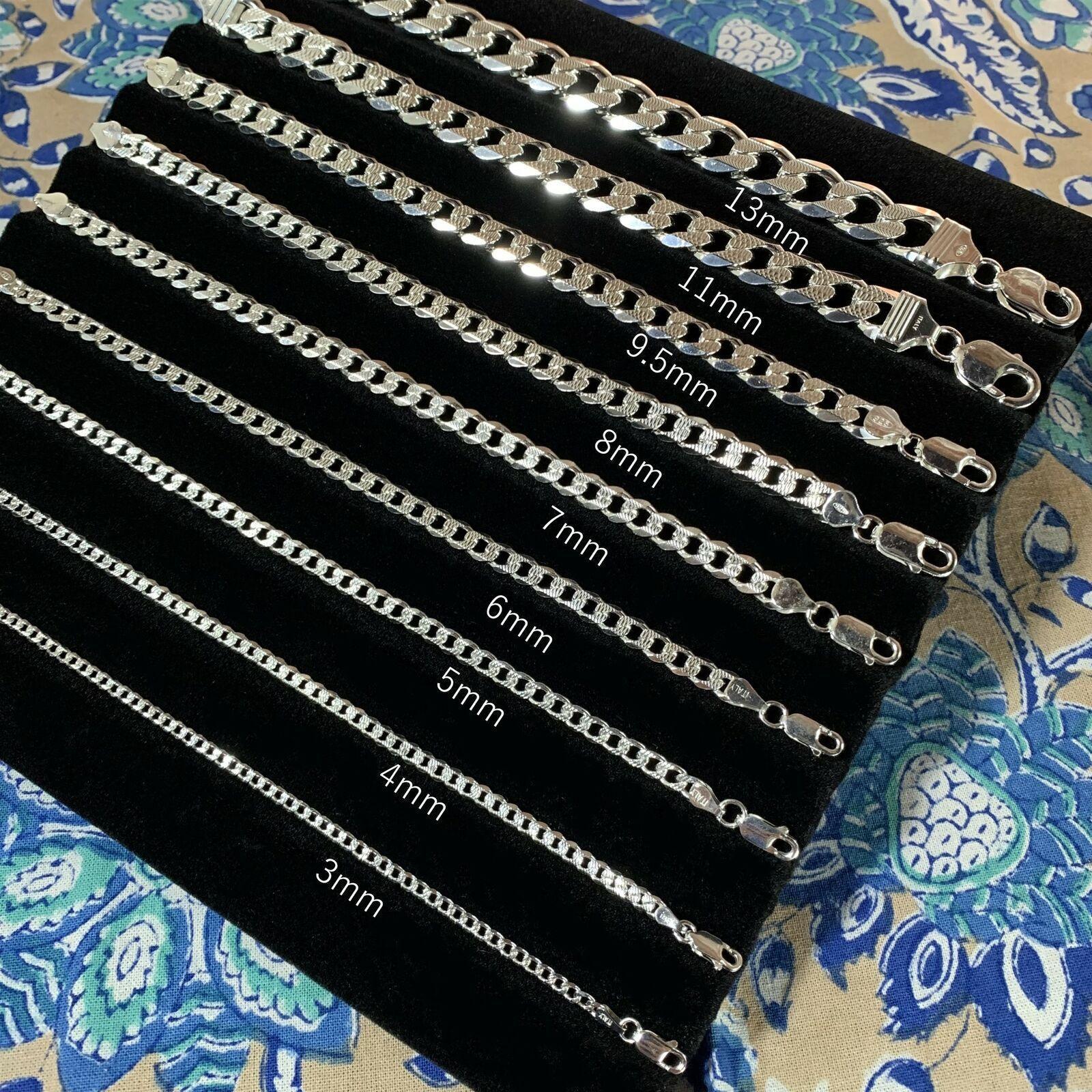 Necklaces for Men Women Real Solid 925 Sterling Silver Chain Plata Diamond Cut Cuban Curb Miami - Jewelry Store by Erik Rayo
