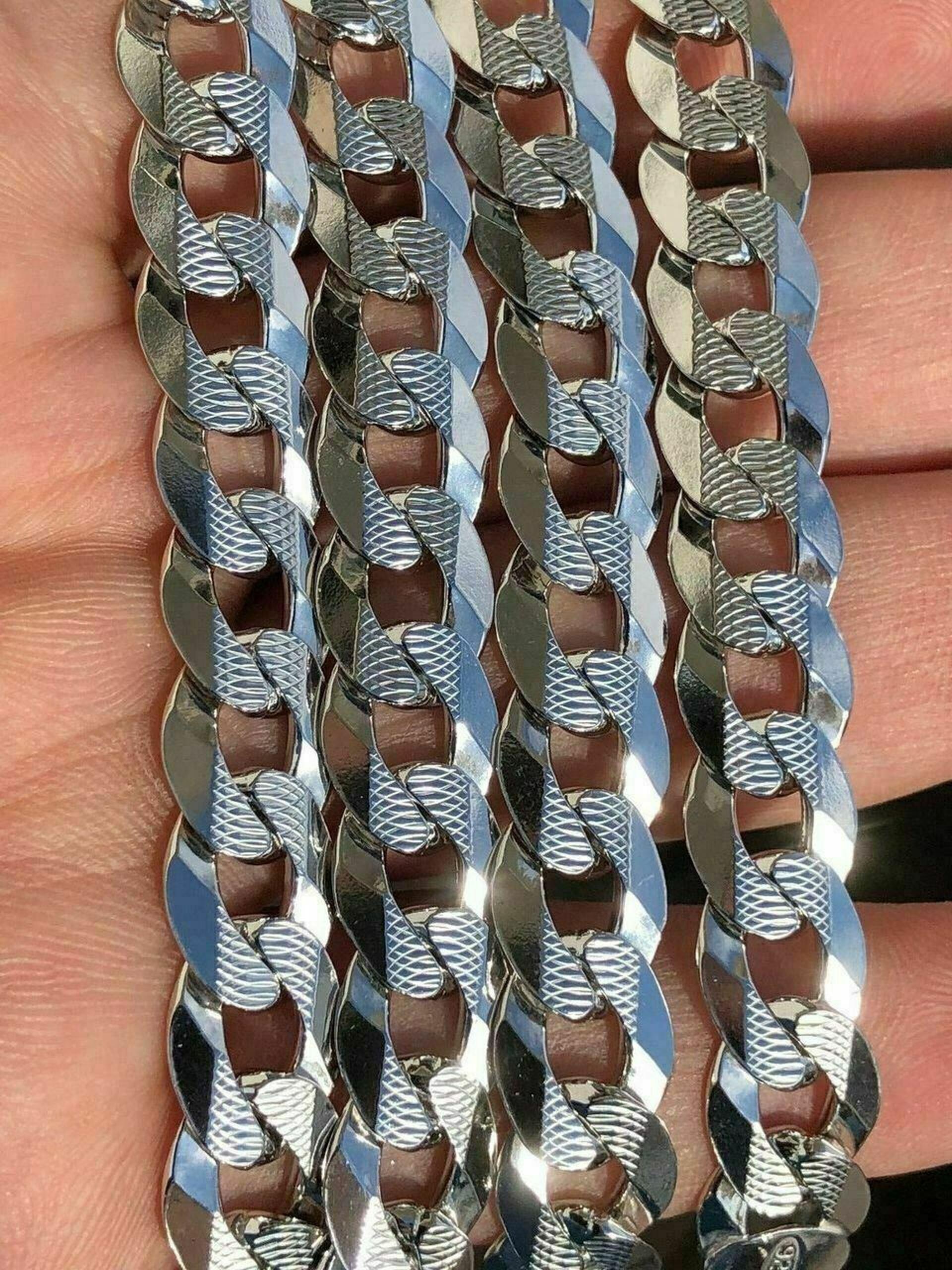 Necklaces for Men Women Real Solid 925 Sterling Silver Chain Plata Diamond Cut Cuban Curb Miami - Jewelry Store by Erik Rayo