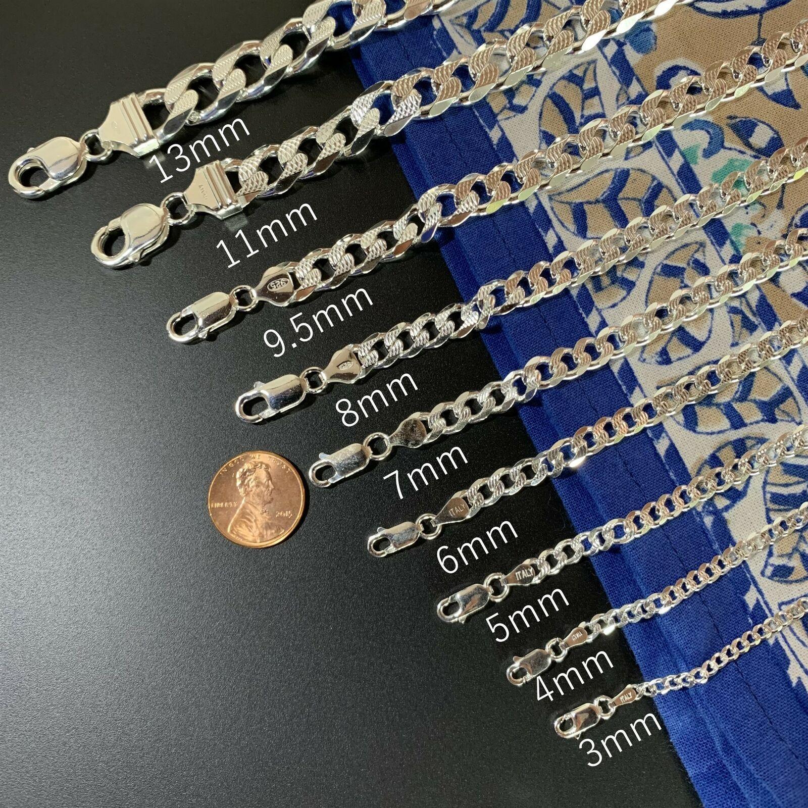 Necklaces for Men Women Real Solid 925 Sterling Silver Chain Plata Diamond Cut Cuban Curb Miami - Jewelry Store by Erik Rayo