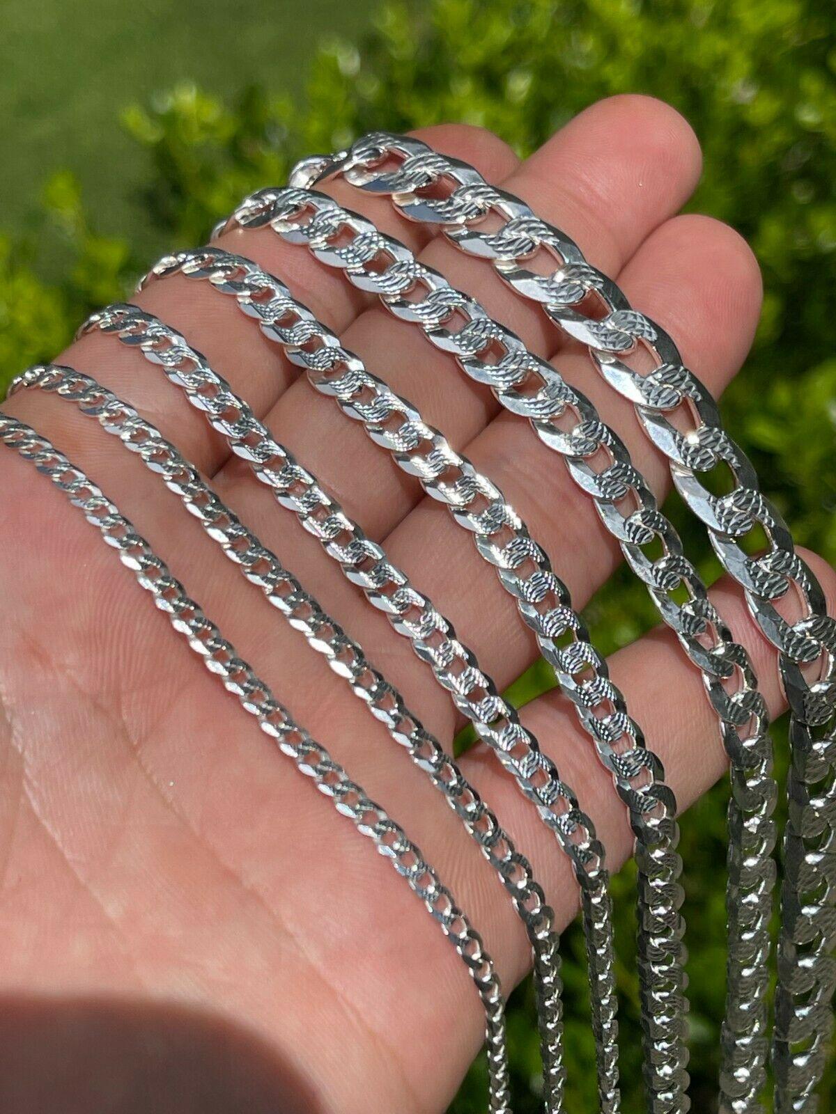 Necklaces for Men Women Real Solid 925 Sterling Silver Chain Plata Diamond Cut Cuban Curb Miami - Jewelry Store by Erik Rayo