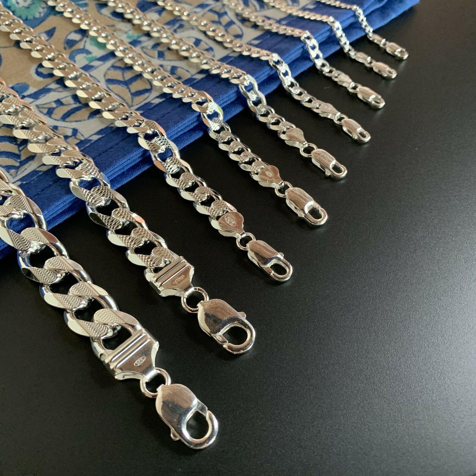 Necklaces for Men Women Real Solid 925 Sterling Silver Chain Plata Diamond Cut Cuban Curb Miami - Jewelry Store by Erik Rayo