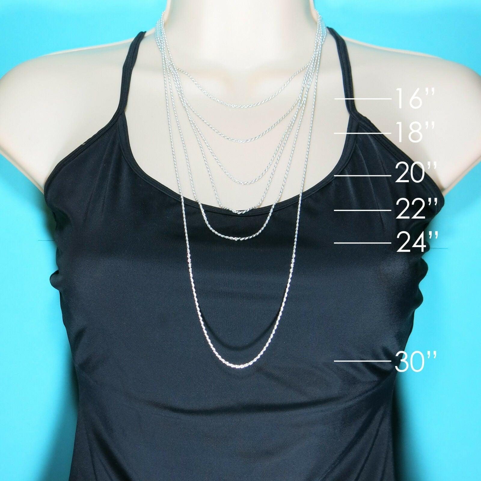 Necklaces for Men Women Real Solid 925 Sterling Silver Chain Plata Diamond Cut Rope - Jewelry Store by Erik Rayo