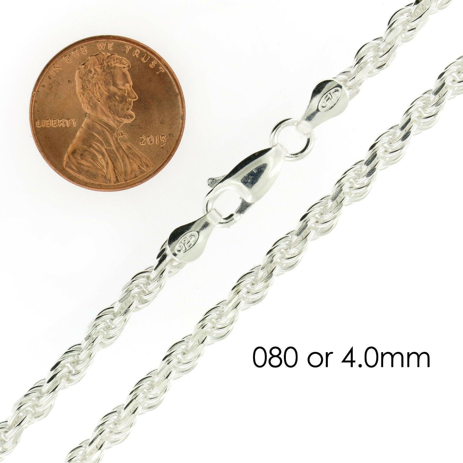 Necklaces for Men Women Real Solid 925 Sterling Silver Chain Plata Diamond Cut Rope - Jewelry Store by Erik Rayo