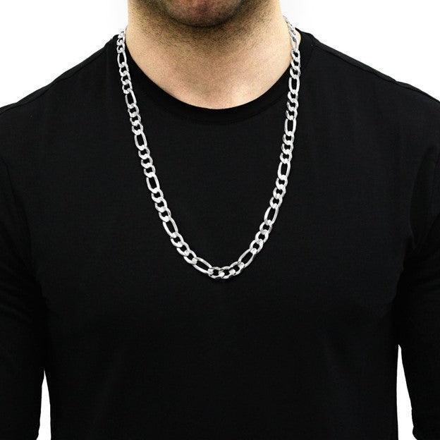 Necklaces for Men Women Real Solid 925 Sterling Silver Italian Figaro Diamond Cut Chain Plata - Jewelry Store by Erik Rayo