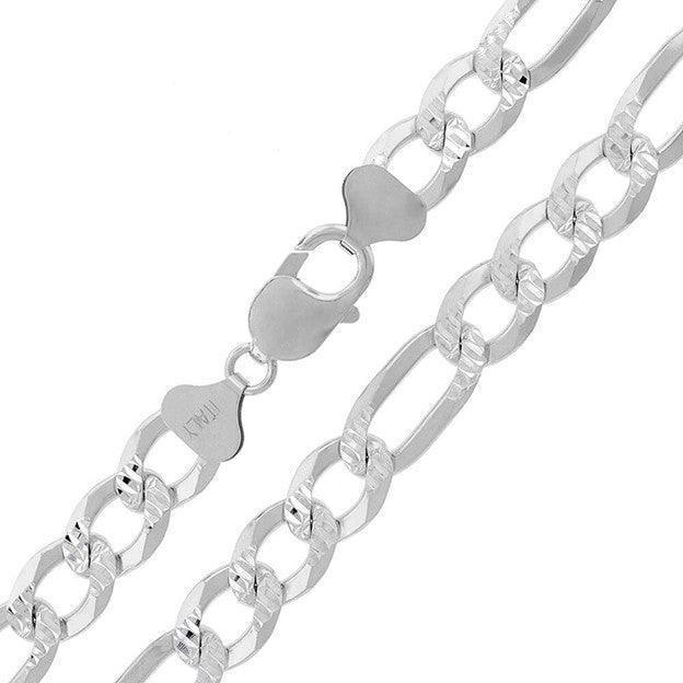 Necklaces for Men Women Real Solid 925 Sterling Silver Italian Figaro Diamond Cut Chain Plata - Jewelry Store by Erik Rayo