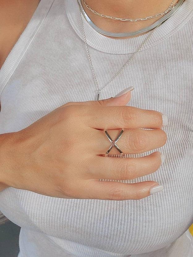 New Stainless Steel Cross X Love Promise Modern Unique Eternity Band Ring Anillo Para Mujer - Jewelry Store by Erik Rayo