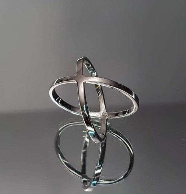 New Stainless Steel Cross X Love Promise Modern Unique Eternity Band Ring Anillo Para Mujer - Jewelry Store by Erik Rayo