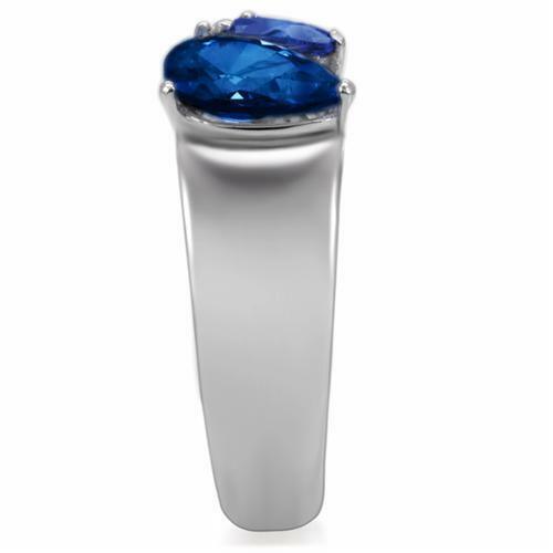 Pear Blue Sapphire CZ Stainless Steel Ring Anillo Para Mujer - Jewelry Store by Erik Rayo