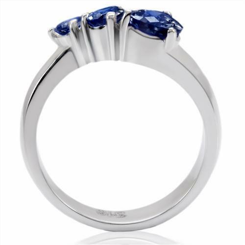 Pear Blue Sapphire CZ Stainless Steel Ring Anillo Para Mujer - Jewelry Store by Erik Rayo