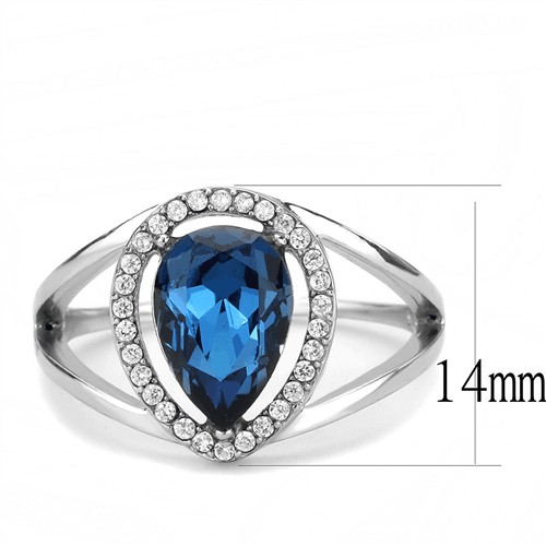 Pear Cut Blue Sapphire Cz Stainless Steel Engagement Cocktail Halo Ring Anillo Para Mujer - Jewelry Store by Erik Rayo