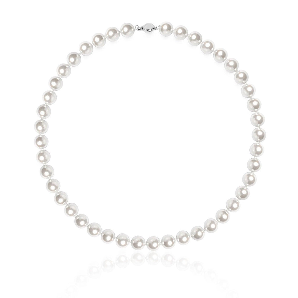 Pearl Necklace For Women Cream White 10mm Simulated Faux Pearl Hand Knotted 18 Inch - Jewelry Store by Erik Rayo