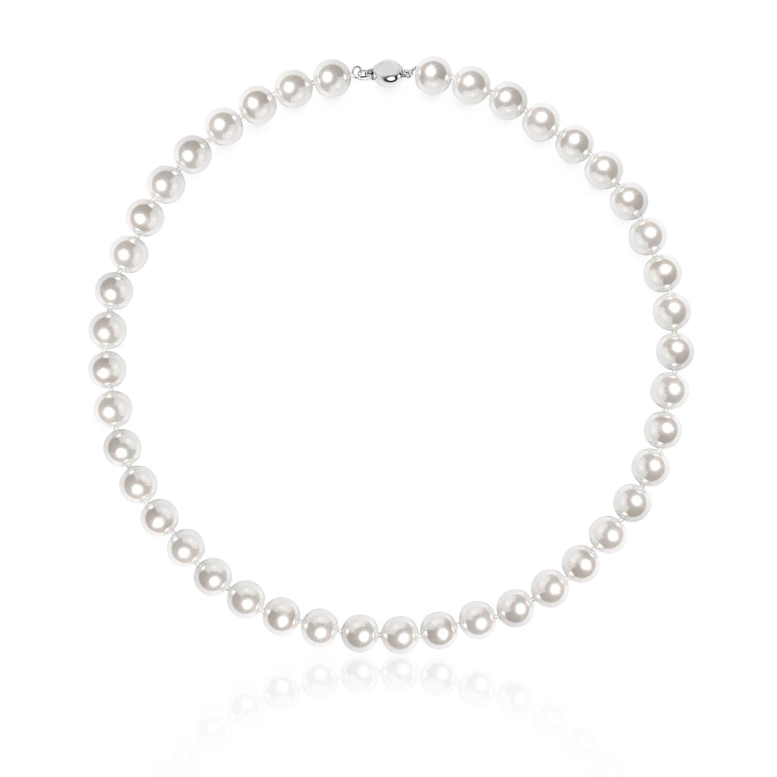 Pearl Necklace For Women Cream White 10mm Simulated Faux Pearl Hand Knotted 18 Inch - Jewelry Store by Erik Rayo