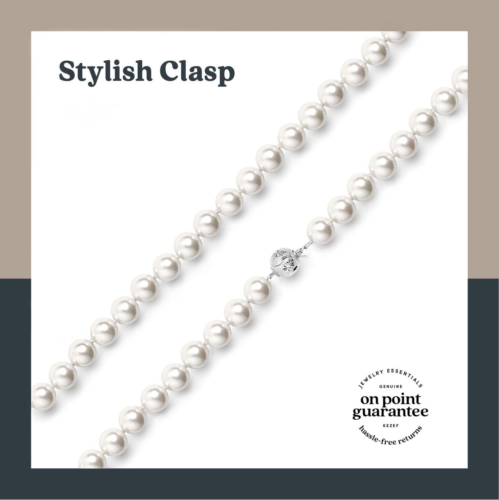 Pearl Necklace For Women Cream White 10mm Simulated Faux Pearl Hand Knotted 18 Inch - Jewelry Store by Erik Rayo